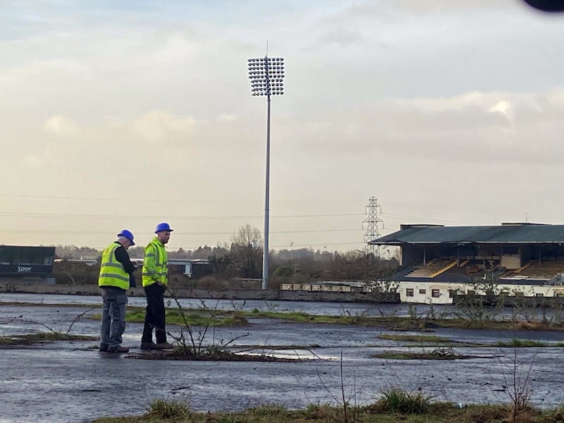 Preparation work begins in recent days for the planned redevelopment of Casement Park stadium in west Belfast. Photograph: Pacemaker