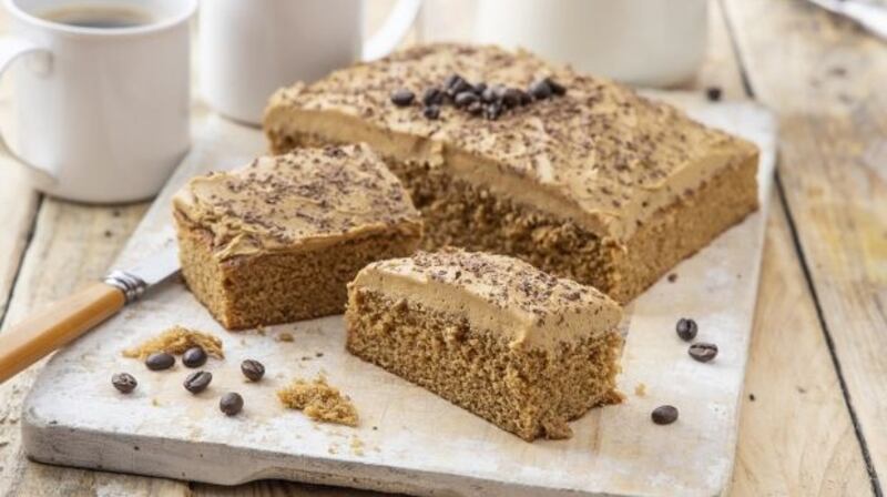 Coffee traybake. Photograph: Harry Weir Photography