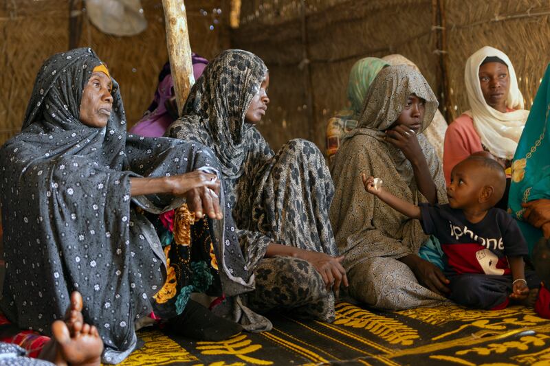 A group of women at the women’s centre in the unofficial refugee camp in Adre, East Chad. Photograph: Chris Maddaloni