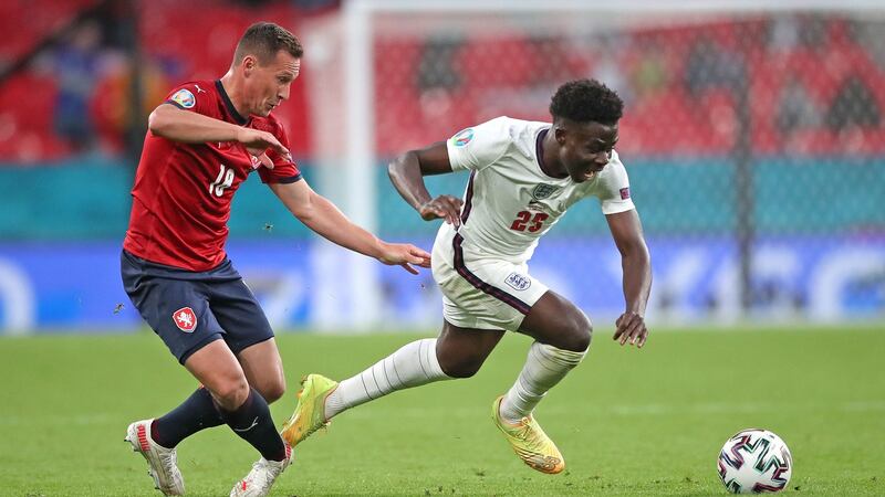 Bukayo Saka shone during England’s 1-0 win over the Czech Republic. Photograph: Nick Potts/PA