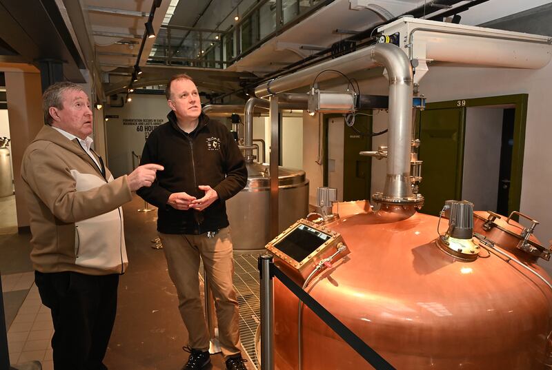 Former IRA prisoner Joe Doherty and Graeme Millar, McConnell's Irish Whiskey Master Distiller. Photographs: Arthur Allison/Pacemaker Press