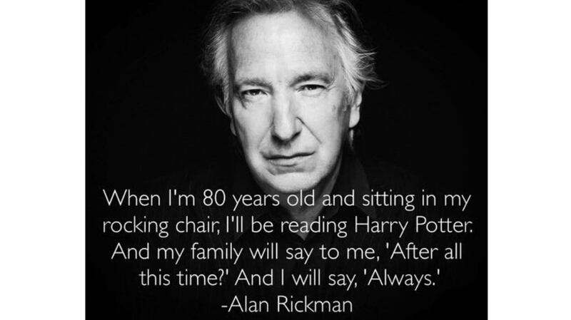 A  tweet by Cat Ó Broin in memory of Alan Rickman, which has got 4,200 retweets and 2,800 likes since yesterday @magicgoeshere