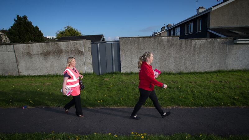 TD Carol Nolan and Claire Delaney on the No campaign in  Tullamore, Co Offaly. Photograph: Tom Honan