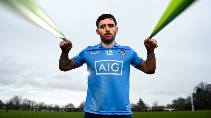 Dublin footballer Niall Scully is photographed  at the launch of the new virtual AIG Health Plus portal. Photograph:   Harry Murphy/Sportsfile