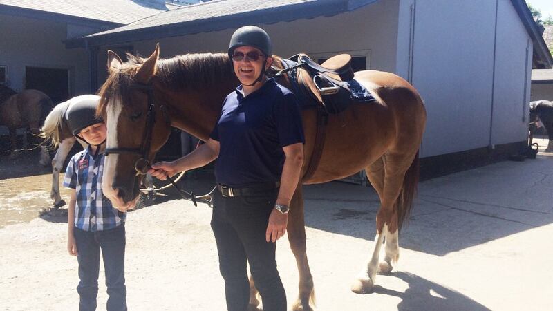 Peter and Turlough McDonnell in the stables at castle LEslie