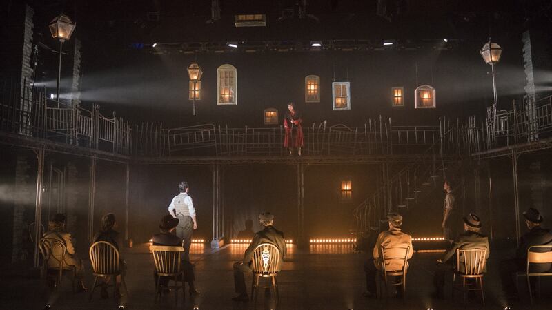 Eoin Cannon as Frank McCourt, Jacinta Whyte as Angela and members of the cast of Angela’s Ashes The Musical