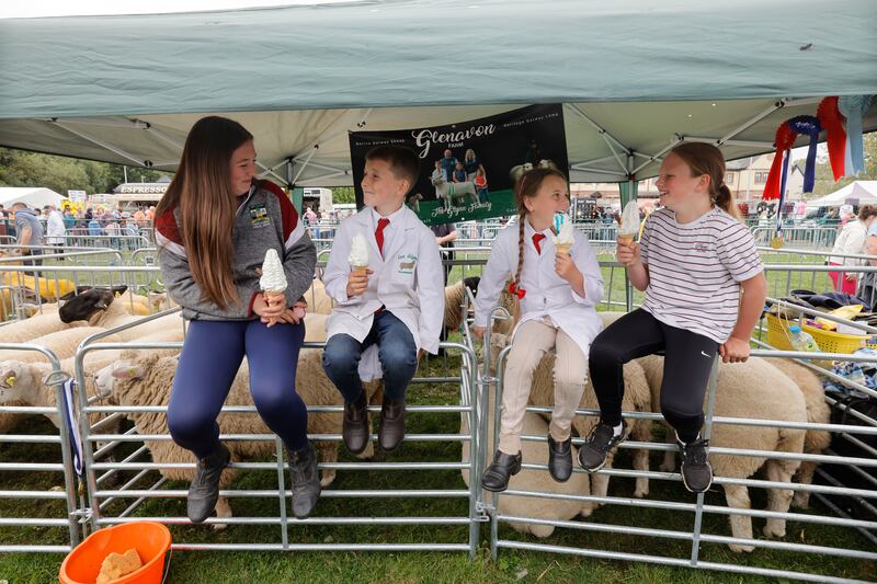Katie Doyle, Leo Glynn, Kate Glynn and Sophia Doyle, from Westmeath, enjoying ice creams at the show. Photograph: Alan Betson/The Irish Times

