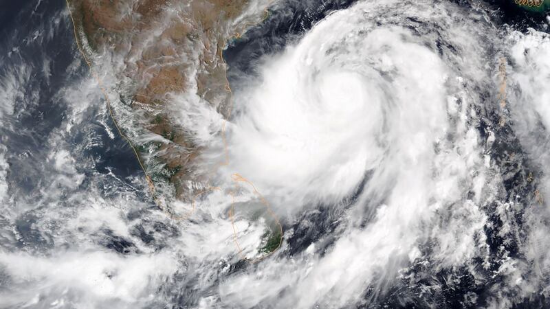 Satellite image  shows tropical cyclone Fani intensifying in the Bay of Bengal. Photograph: HO/AFP/Getty Images
