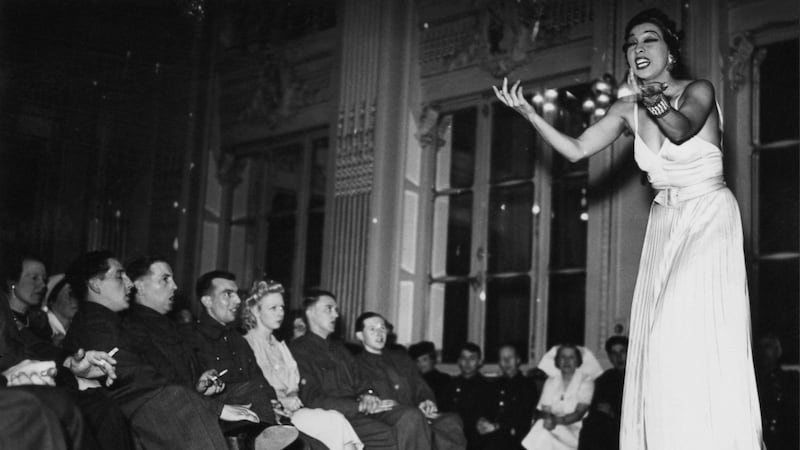 Josephine Baker  performing for troops at the  Hotel Moderne in Paris in May 1940. Photograph: Fox Photos/Hulton Archive/Getty Images