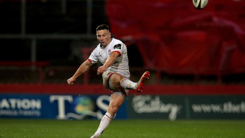 Ulster’s  John Cooney kicks a conversion against Munster. It is no coincidence that players like  Cooney are channelling that frustration into their performance. That’s the sign of a top professional.  Photograph: Bryan Keane/Inpho