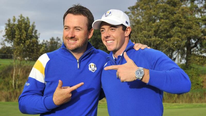 Rory McIlroy and Graeme McDowell celebrate Europes’s win in the Ryder Cup last September. Photograph: Glyn Kirk/AFP/Getty Images