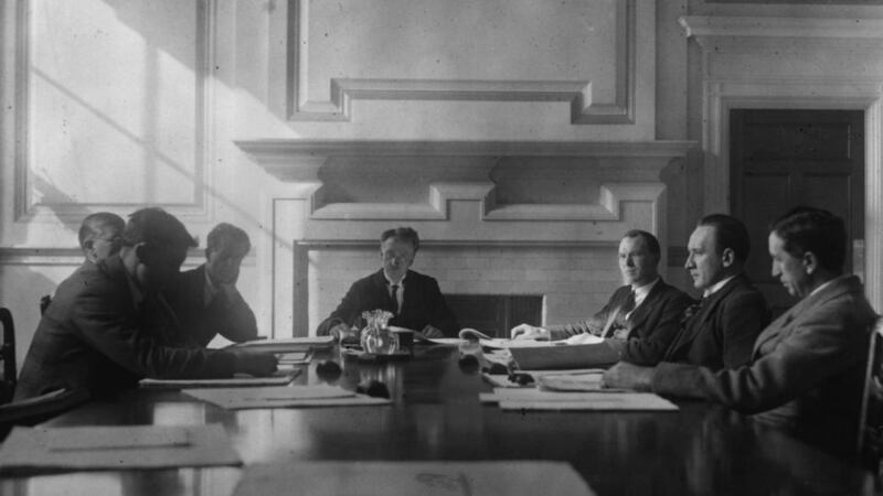 President of the Executive Council: WT Cosgrave with his cabinet – Joseph McGrath, Hugh Kennedy, Ernest Blythe, Kevin O’Higgins and JJ Walsh – in October 1922. Photograph: Walshe/Topical Press/Getty