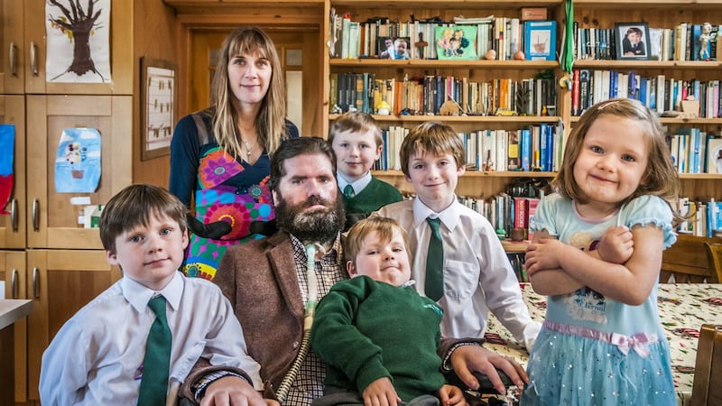 Ruth and Simon Fitzmaurice and their children Jack (11), Raife (10), Arden (8) and twins Hunter and Sadie (5) in their home in Greystones, Co Wicklow. Photograph: Marc Atkins