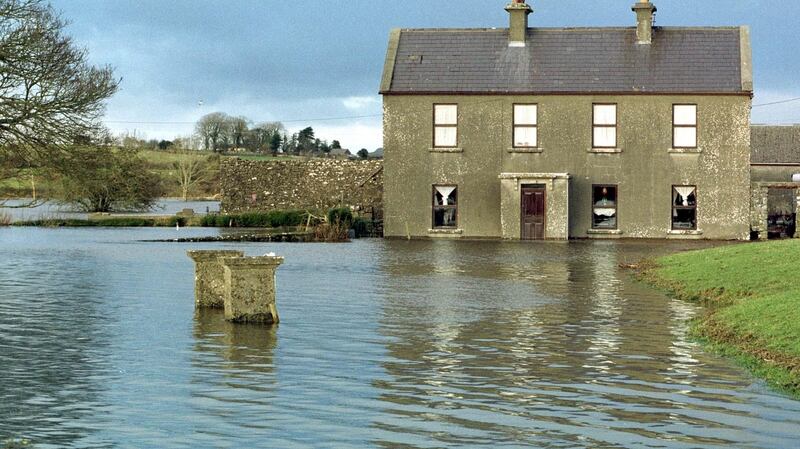 A flooded farmhouse at Carrabane near Thoor Ballylee in south Co Galway. Note the near-submerged posts of the front gate in the foreground. Photograph: Joe O’Shaughnessy