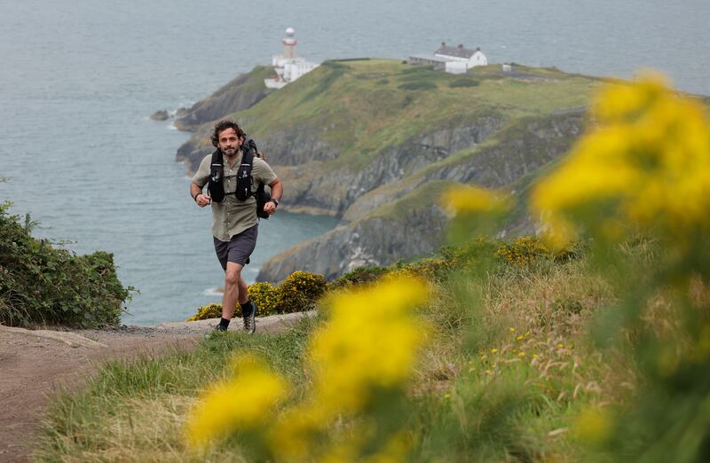 Vini Cardoso trains for his 2,200km coastal circumnavigation run around Ireland, fundraising for the RNLI. Photograph: Alan Betson