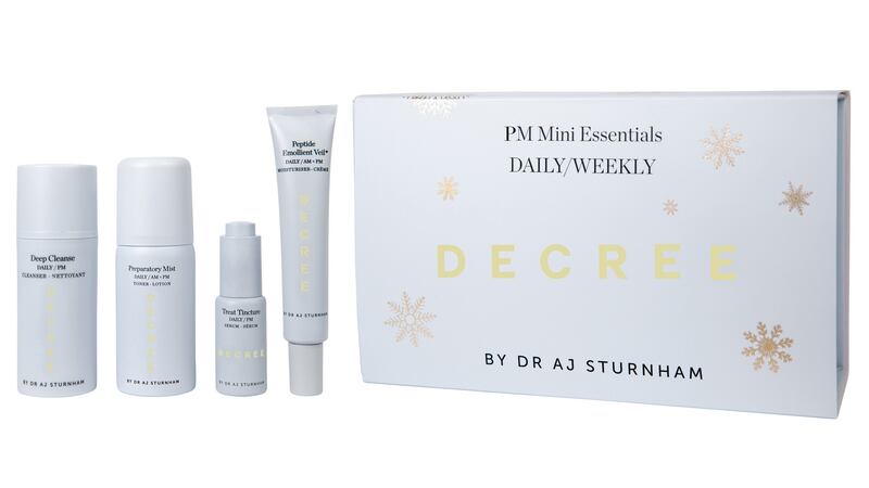 The PM Mini Essentials Christmas Set (€95) is like The Decree’s evening skincare tasting menu.