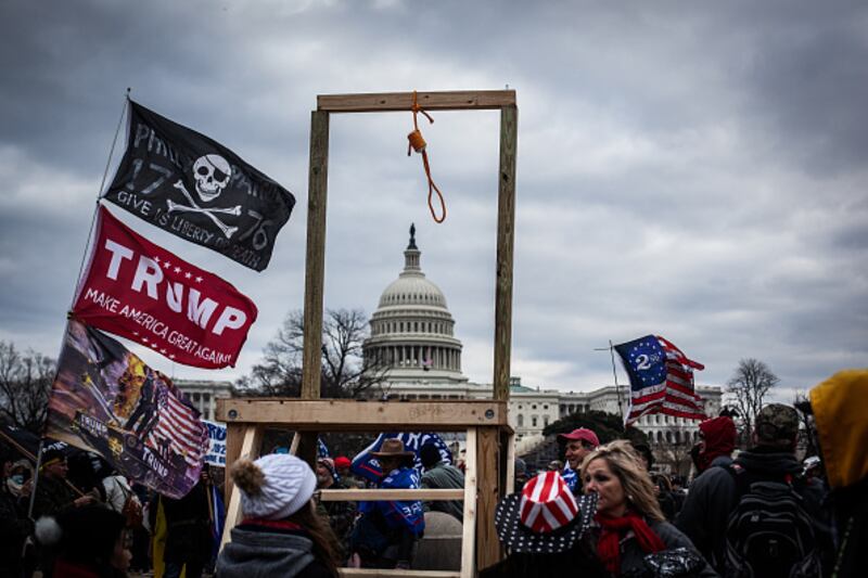 Trump supporters near the US Capitol, on January 6 2021. Photograph: Shay Horse/NurPhoto via Getty Images