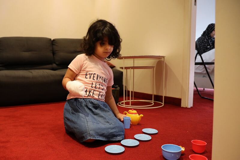 Leen (5) lost 1½ fingers in an Israeli strike on Gaza that killed two of her siblings last October. Photograph: Hannah McCarthy