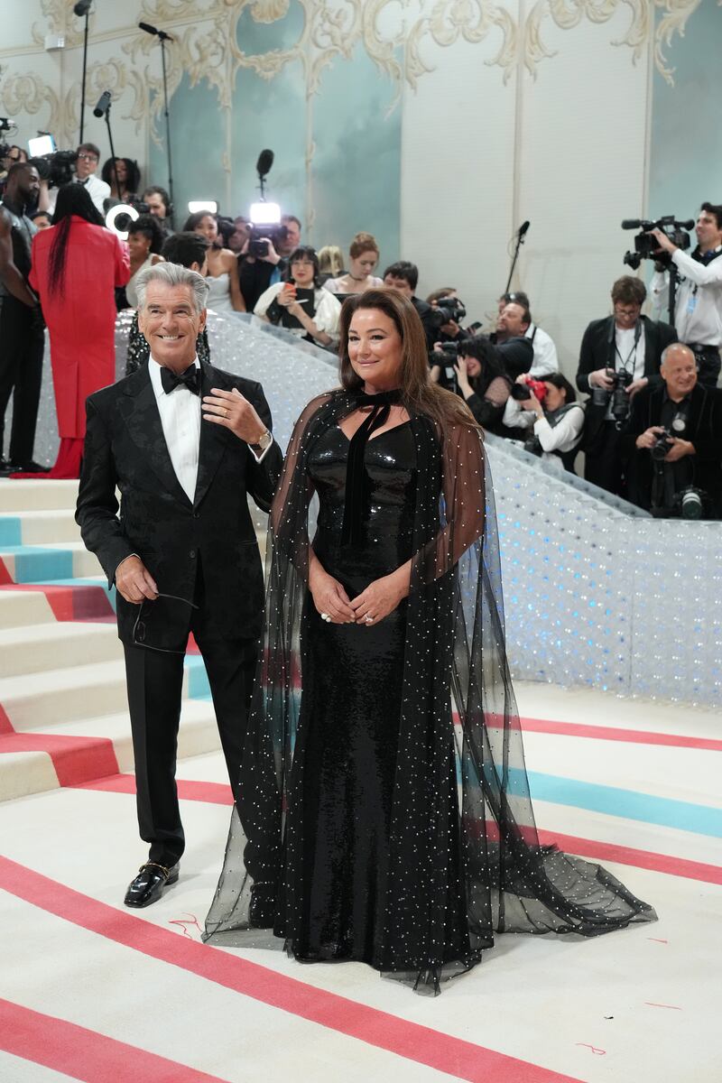 Irish actor Pierce Brosnan and Keely Shaye Smith. Photograph: Jutharat Pinyodoonyachet/The New York Times
