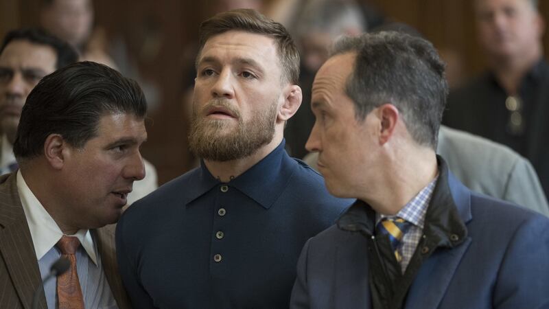 Conor McGregor in Brooklyn Criminal Court in April following the bus incident. Photograph:  Mary Altaffer-Pool/Getty
