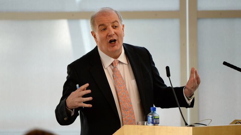Businessman and TV personality Gavin Duffy lobbies Kildare County Council members for a presidential nomination in Naas, Co Kildare. Photograph: Dara Mac Dónaill/The Irish Times