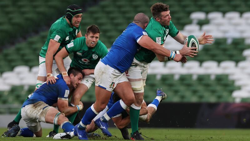 Peter O’Mahony started on the bench during Ireland’s win over Italy. Photograph: Billy Stickland/Inpho