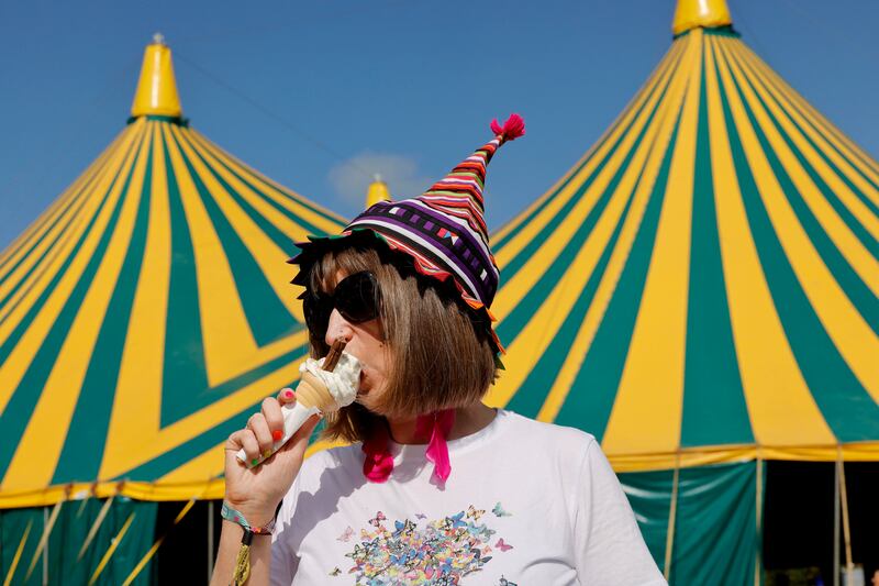 Emma Burke from Co Wicklow enjoying ice-cream as temperatures hit the mid-20s over the Electric Picnic weekend. Photograph: Alan Betson/The Irish Times

