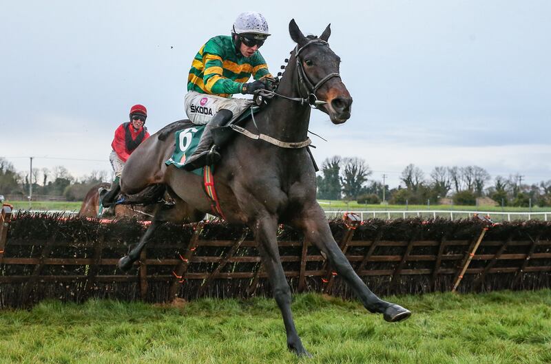 Mark Walsh aboard Risk Belle comes home to win WillowWarm Hurdle at the Fairyhouse Bar One Winter Festival. Photograph: Tom Maher/Inpho