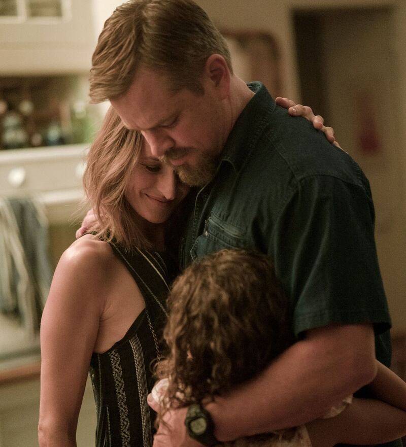 Camille Cottin with Matt Damon and Lilou Siauvaud in Stillwater. Photograph: Jessica Forde/Focus Features
