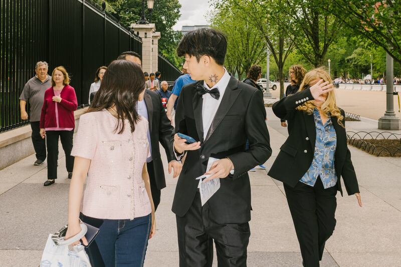 Cheng Lu, an investor in US president Donald Trump’s memecoin, leaves the White House after a tour on May 23rd. Photograph: Jason Andrew/New York Times
                      