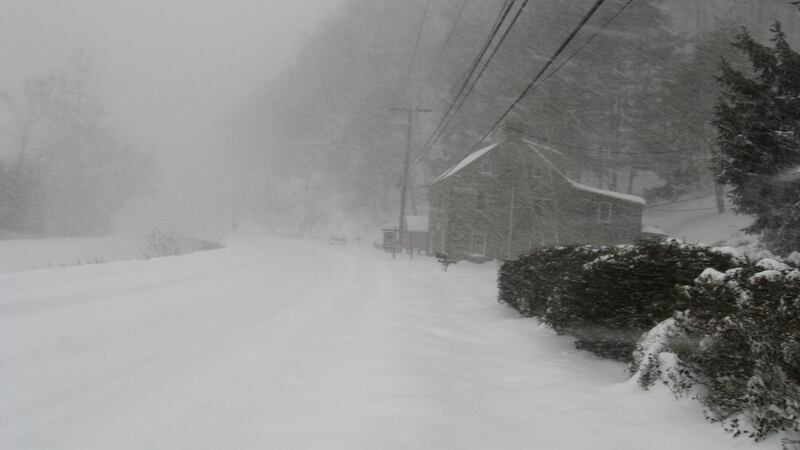 Barrie-John Murphy in Pennsylvania:  “The fieldstone farmhouses take on an austere beauty, with their thatch of snow and candle-lit windows.”
