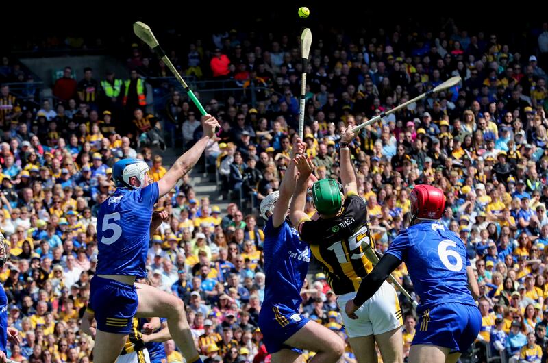 Kilkenny's Eoin Cody scores a goal during the All-Ireland SHC semi-final against Clare at Croke Park. Photograph: Bryan Keane/Inpho
