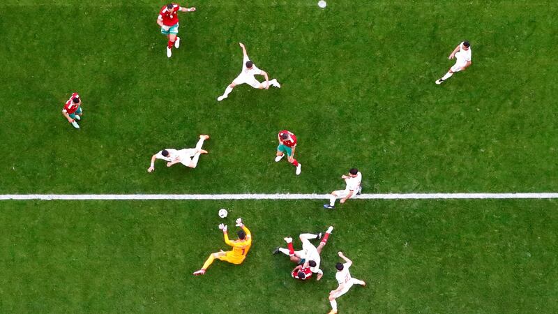 Iran goalkeeper Alireza Beiranvand making a save during the Group B encounter against Morocco in St Petersburg. Photograph: Dylan Martinez/Reuters