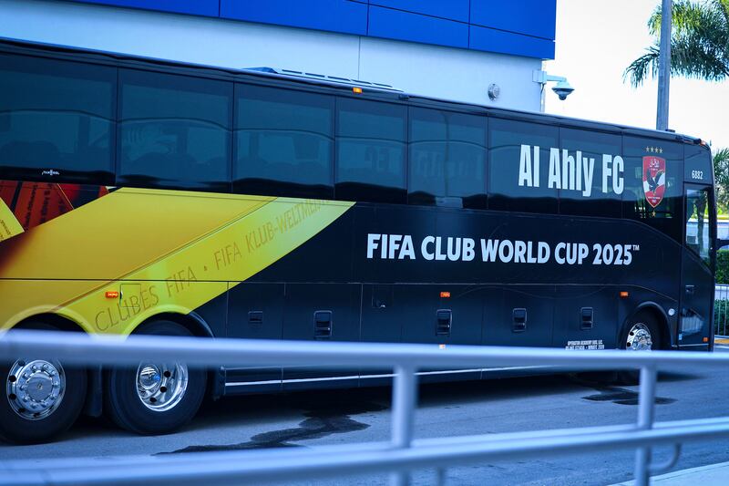 The official Al Ahly FC team bus is seen during the Club World Cup. Photograph: Mohamed Tageldin/Getty