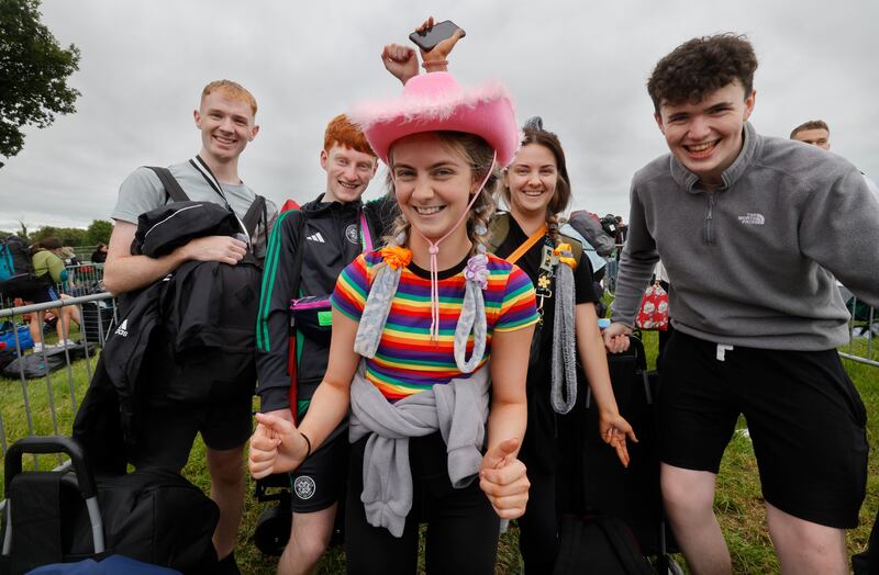 Electric Picnic 2024: Mark Sweeney, Cormac Sweeney, Keri Sweeney, Aoife Sweeney and Dean Gibbons, from Fanad, in Co Donegal, on Thursday. Photograph: Alan Betson

