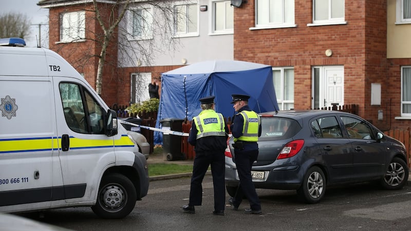 Gardaí at the scene in Gorey on Sunday. Photograph: Nick Bradshaw