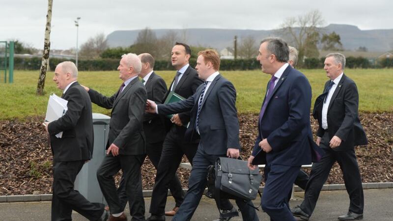 Pyongyang on the Garavogue: Taoiseach Leo Varadkar with the Cabinet in Sligo last month for the launch of Project Ireland 2040. Photograph: Alan Betson