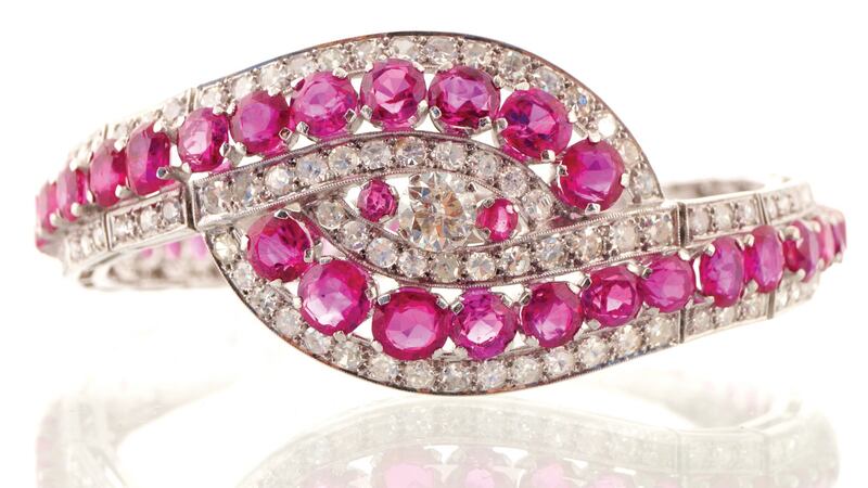 A ruby and diamond cocktail bracelet whcih made €18,000 at the Capard House auction in Laois