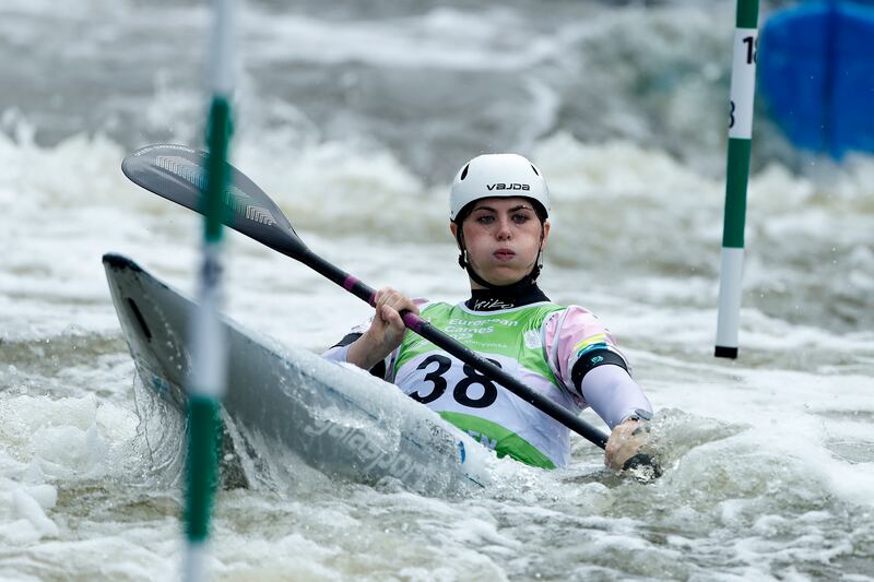 Madison Corcoran competing in the K1 Kayak at the 2023 European Games at Kolna Sports Centre, Kraków, Poland. Photograph: Nilola Krstic/Inpho 
