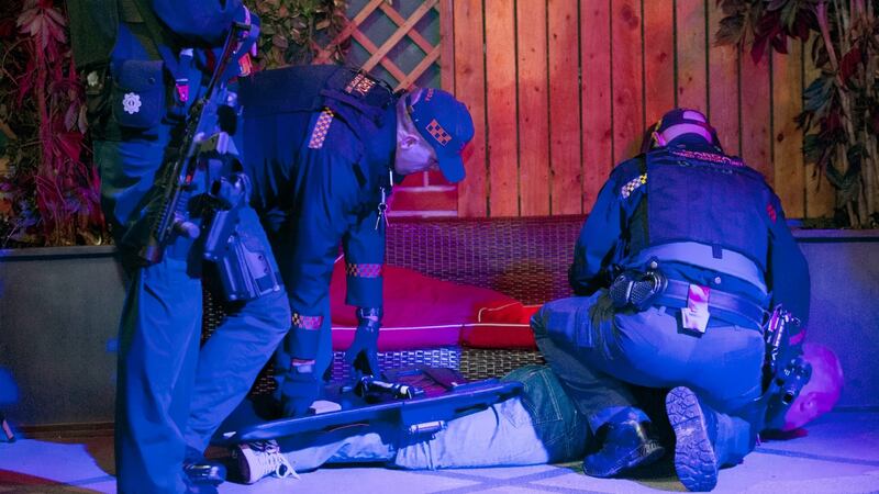Garda Armed Response Unit pictured during the ‘Cork City City Safe 17’ exercise in a Cork city nightclub. Photograph: Daragh Mc Sweeney/Provision