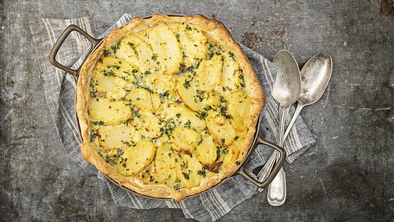 Duck confit tart. Photograph: Harry Weir
