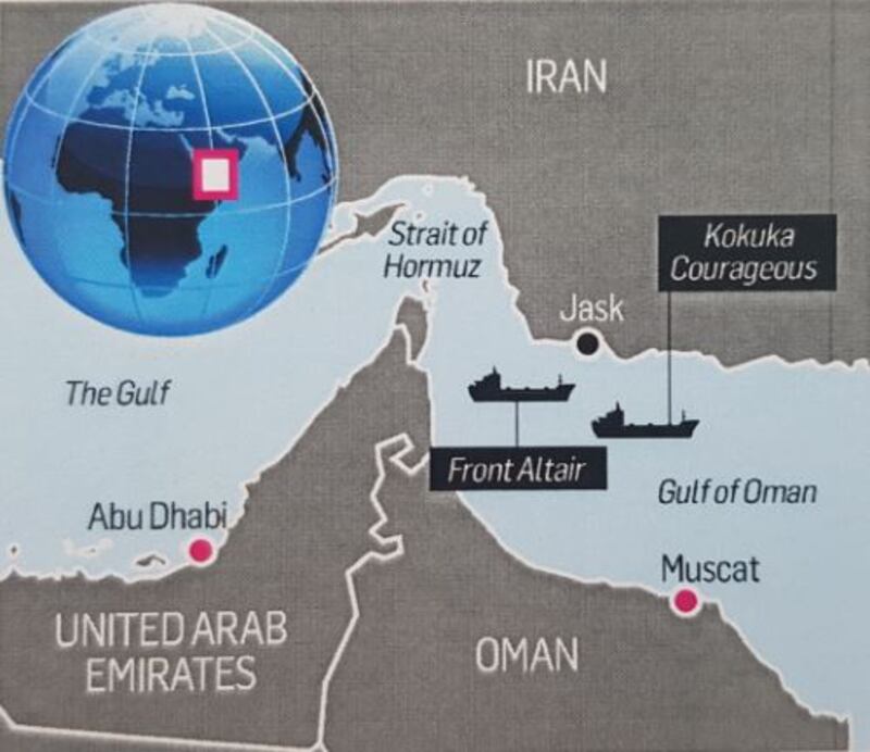 Map of the Strait of Hormuz