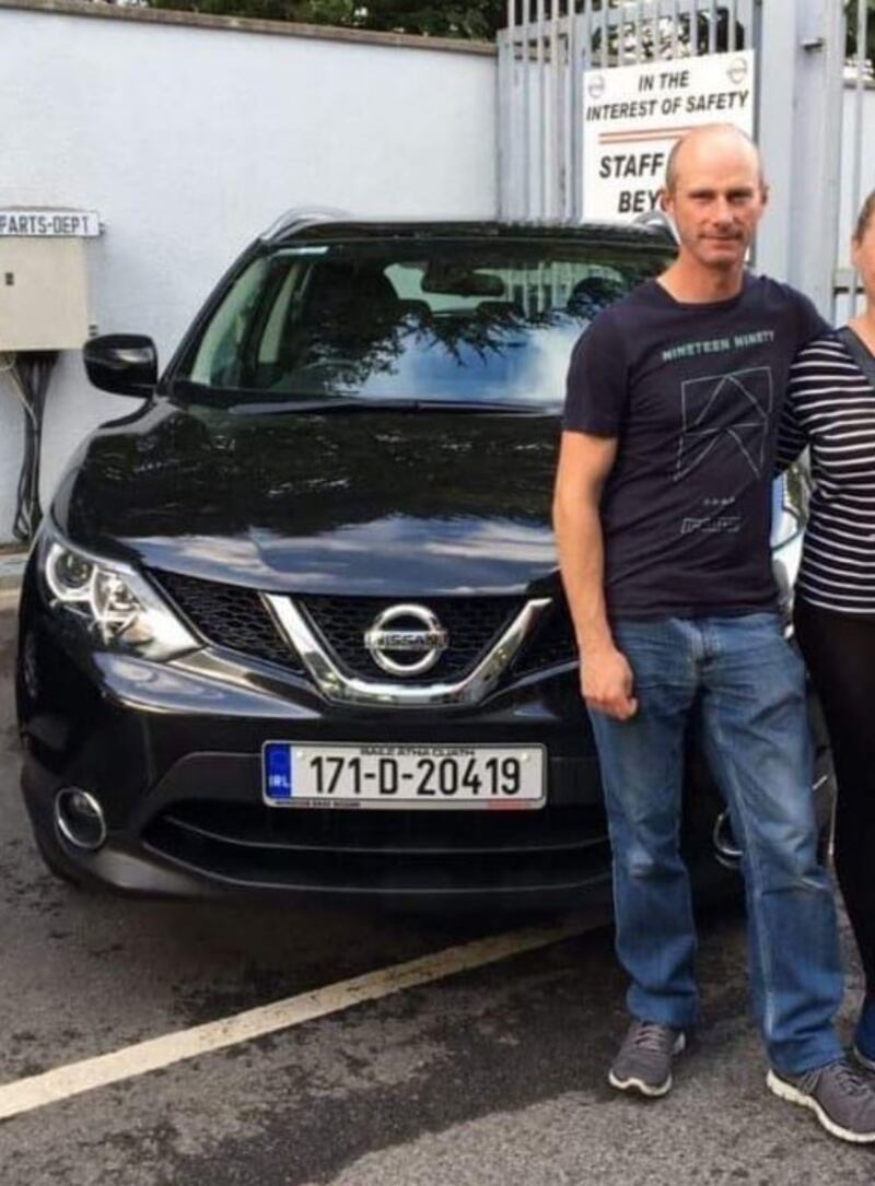 Mark Hennessy who was shot dead after abducting and murdering Jastine Valdez. Here he is photographed during the purchase of a Nissan Qashqai in September 2017, the car he used to abduct the student.