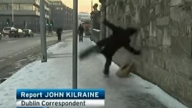 Man who slipped on the ice: must be the most-watched clip of the RTÉ Six One news ever