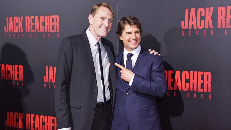 Lee Child and Tom Cruise. Photograph: Ryan Theriot/WireImage