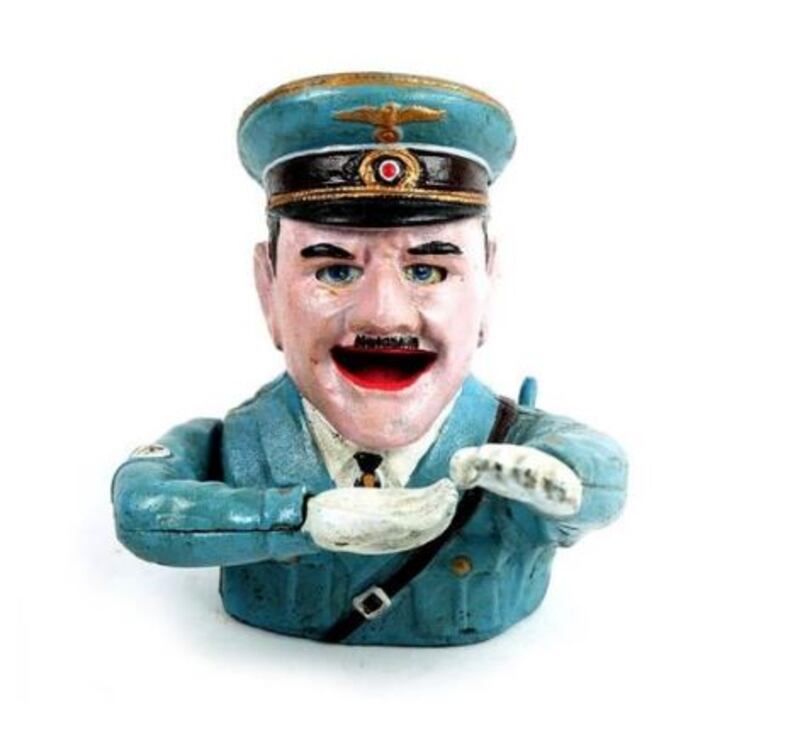  A cast iron money box in the form of a saluting Adolf Hitler scheduled for auction by Mullen’s at Laurel Park