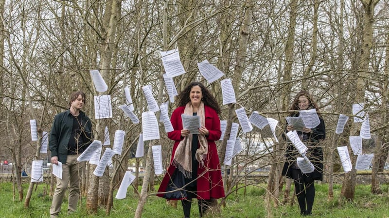 Percussionist Alex Petcu-Colan, Soprano Kelley Lonergan and pianist Ellen Jansson at the launch of the programme for It’s About Time... the fourth edition of the Finding a Voice festival from March 5th to 8th