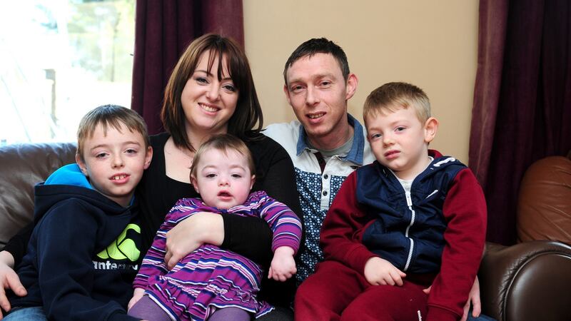 Dawn Connelly and Alan Cullen with their children, Rio, Holly and Dara, at their home in Edenderry, Co Offaly. Photograph: James Flynn/APX