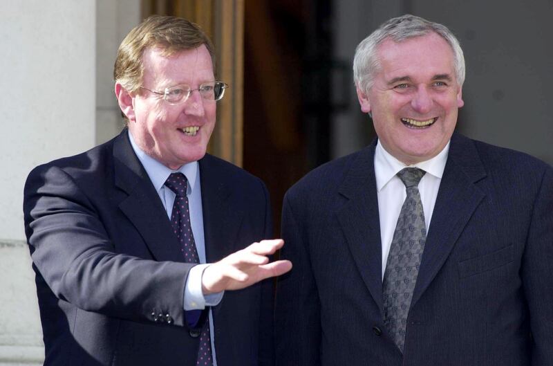 David Trimble with Bertie Ahern in Dublin. Photograph: Haydn West / PA