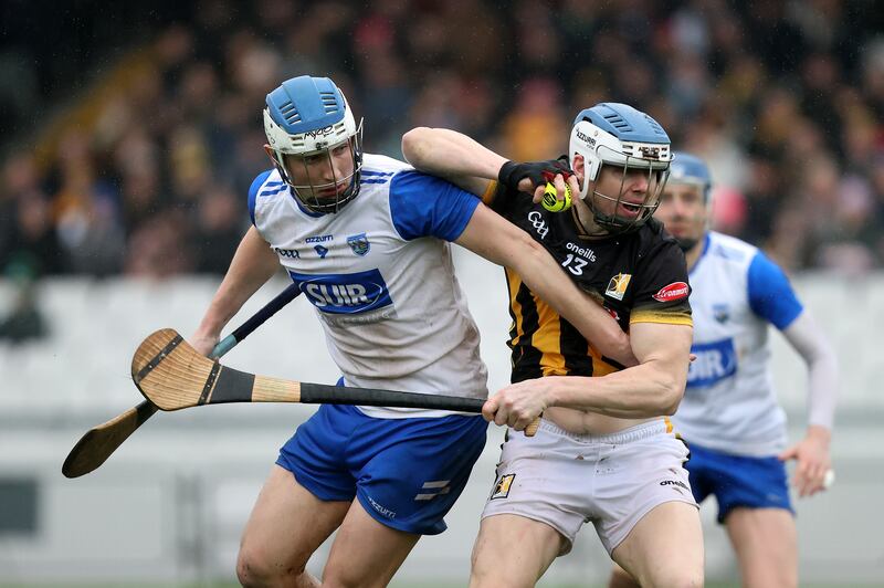 TJ Reid of Kilkenny jousts with Waterford's Paddy Leavey earlier this month. Photograph: Bryan Keane/Inpho